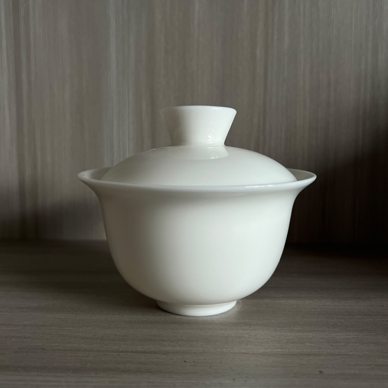 高白陶瓷三才碗泡茶碗
