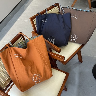 新款格子小众文艺双面单肩包百搭