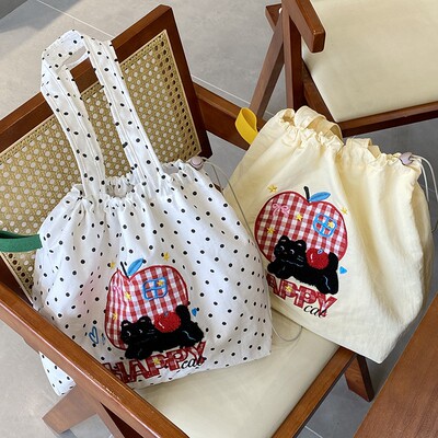 韩系百搭刺绣可爱大容量单肩包女