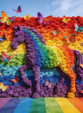 2026马年网红仿真花墙背景定制