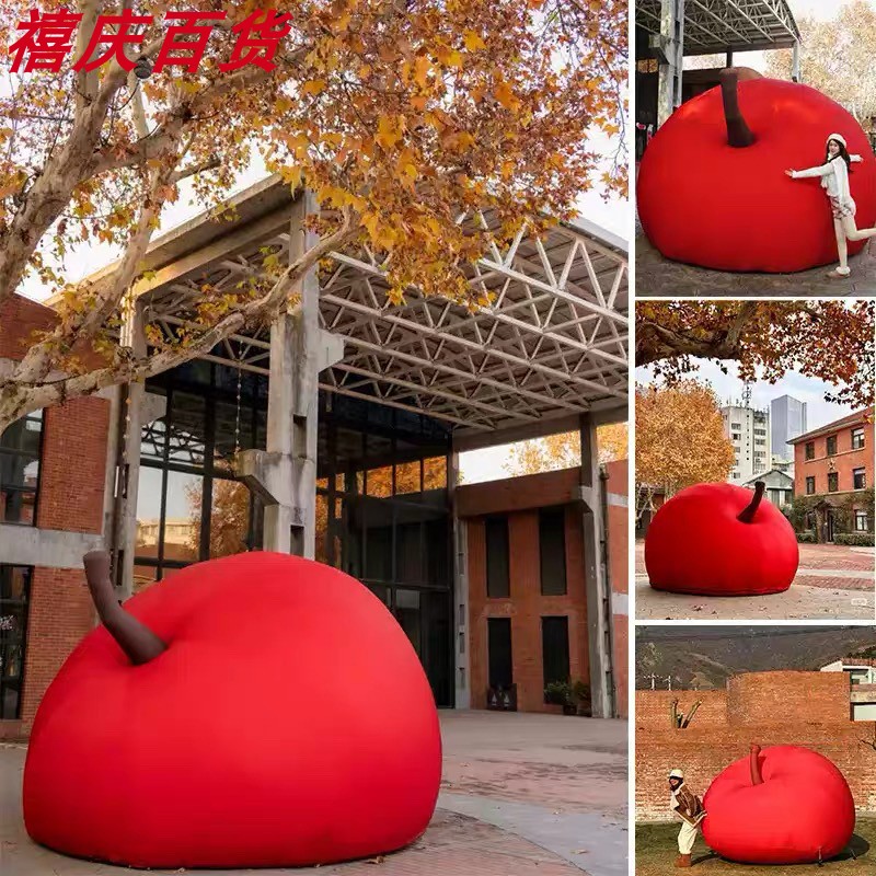 商场美陈巨型充气苹果气模网红打卡美陈房地产楼顶户外市集展览