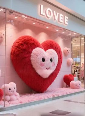 情人节爱心毛绒橱窗拍照定制摆件