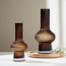 饰品客厅软装 北欧现代极简玻璃花瓶焦糖色花器装 样板房水培摆件