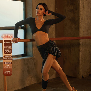 ZYM【豹步鎏金】半裙围裹式不规则拉丁舞练功服女带底裤25079