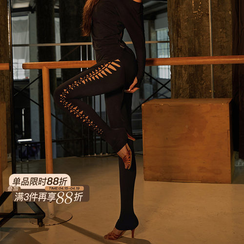 ZYM【循环 Weave】裤子高腰女生拉丁舞练功服编织镂空设计25088