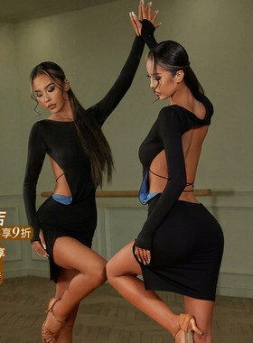 ZYM【收藏夹之一】连衣裙拉丁舞练功服女露背小心机含内衣裤2375