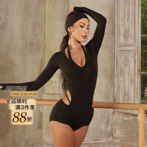 ZYM【一件入秋】上衣挂脖连体拉丁舞日常练功服体操服女24073