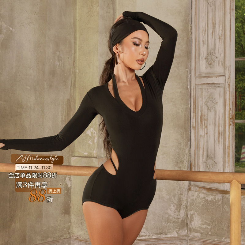 ZYM【一件入秋】上衣挂脖连体拉丁舞日常练功服体操服女24073