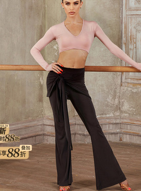 ZYM【Safety island】裤子遮臀设计拉丁舞练功服女喇叭裤24069