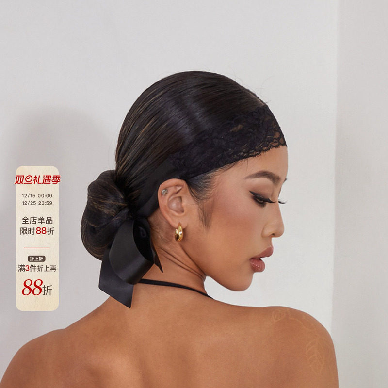 ZYM【多姿】缎发带蕾丝拉丁舞配饰配件束发带女绑带式lZYMLSFD02