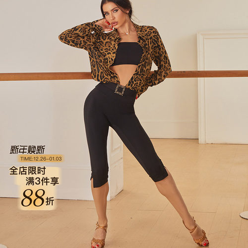 ZYM【高腰蜜桃裤】运动瑜伽裤拉丁舞蹈服女裤口开衩显腿长25108