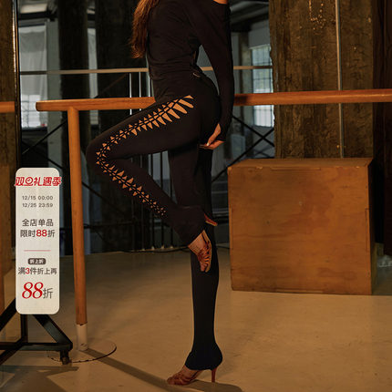 ZYM【循环 Weave】裤子高腰女生拉丁舞练功服编织镂空设计25088