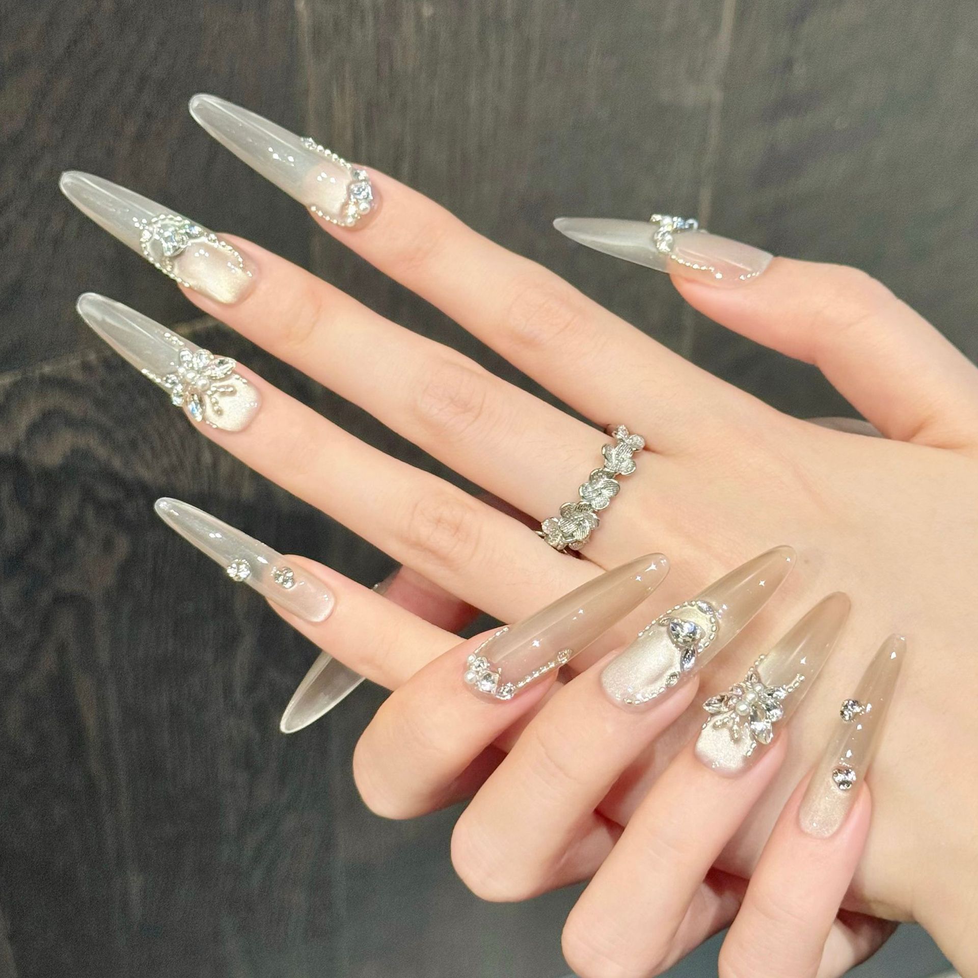 纯欲猫眼拼钻纯手工穿戴甲