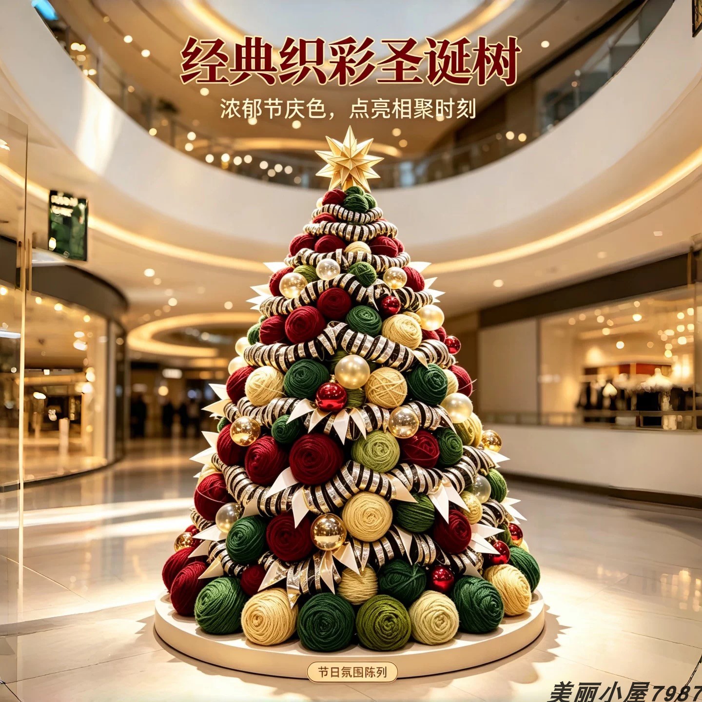 网红毛线球圣诞树商场店铺装饰