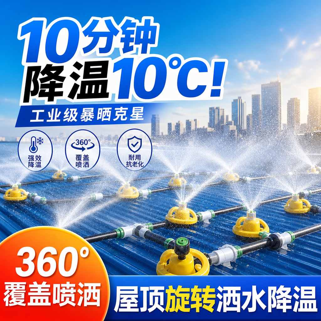 厂房铁皮屋工地降尘喷淋洒水器大面积降温旋转喷水浇水喷淋设备