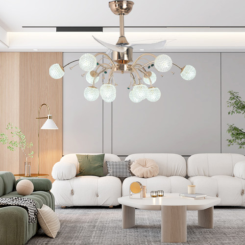新款枝叶状餐厅风扇灯全光谱全铜电机支持语音控制。