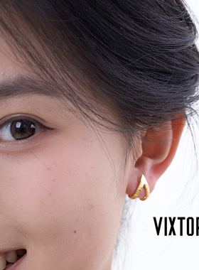 VIXTORM Picco “岫”24K纯金Au9999黄金耳钉原创设计配礼盒证书