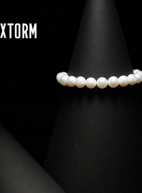 现代简约 VIXTORM天然淡水高光近圆白色珍珠s925银搭扣手链Oberon