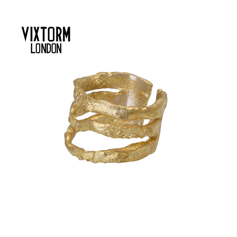 VIXTORM正品黄铜戒指 小众原创设计肌理款三桥开口铜 Argyll指环
