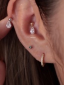 睡觉不用摘单只螺纹耳钉耳坠女s925纯银水滴锆石拧螺丝耳骨钉银饰