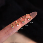 单只售超迷你耳皮钉睡觉不用摘施华洛水钻小耳圈纯银厚镀金耳骨钉