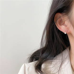 睡觉不用摘纯银mini珍珠小耳圈简约叠带混搭养耳骨超迷你日系耳钉