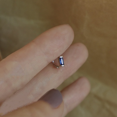 睡觉不用摘纯银蓝宝石日系夏方块