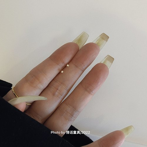 金色极小锆石纯银耳钉女