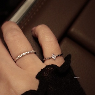 自制小指戒｜s925纯银微镶钻四叶花小尺寸尾戒女可调节洗手不用摘