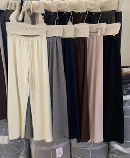 晴天sunny18081-1婴儿绒加厚阔腿休闲裤女2025欧洲站时尚新品女裤