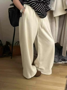 晴天sunny18109糯叽叽毛巾裤女2025百搭新款加厚保暖阔腿休闲裤女