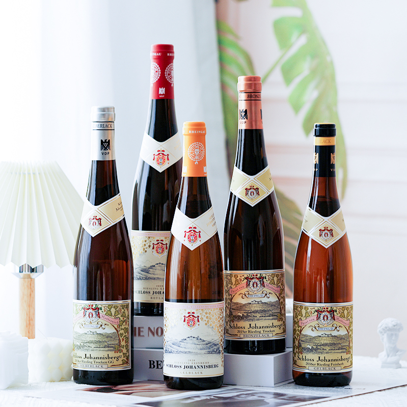 德国进口约翰山堡莱茵高雷司令干白半甜白晚收甜白葡萄酒贵腐冰酒