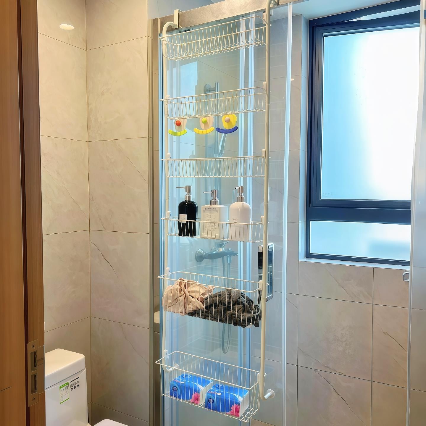 浴室置物架家用悬挂式多层收纳架门后挂篮免打孔大容量多功能挂架