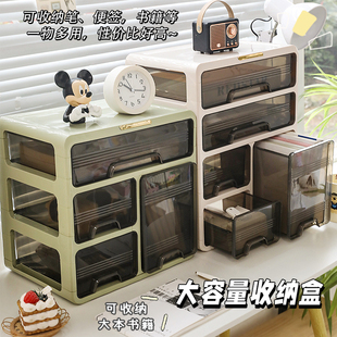 桌面抽屉式 化妆品收纳盒放东西置物架学生学习书桌上多层整理架子