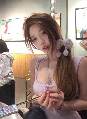 纯欲风紫色性感吊带连衣裙女夏季2025新款甜辣妹修身系带包臀短裙