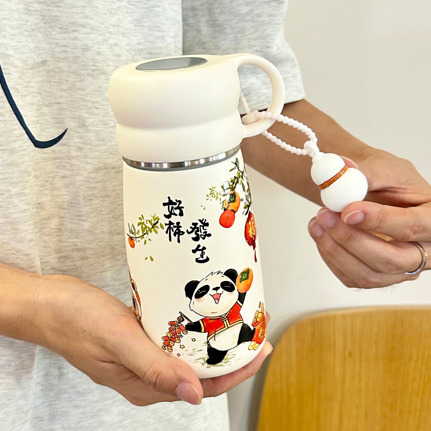 国风熊猫水杯保温杯女生2025新款