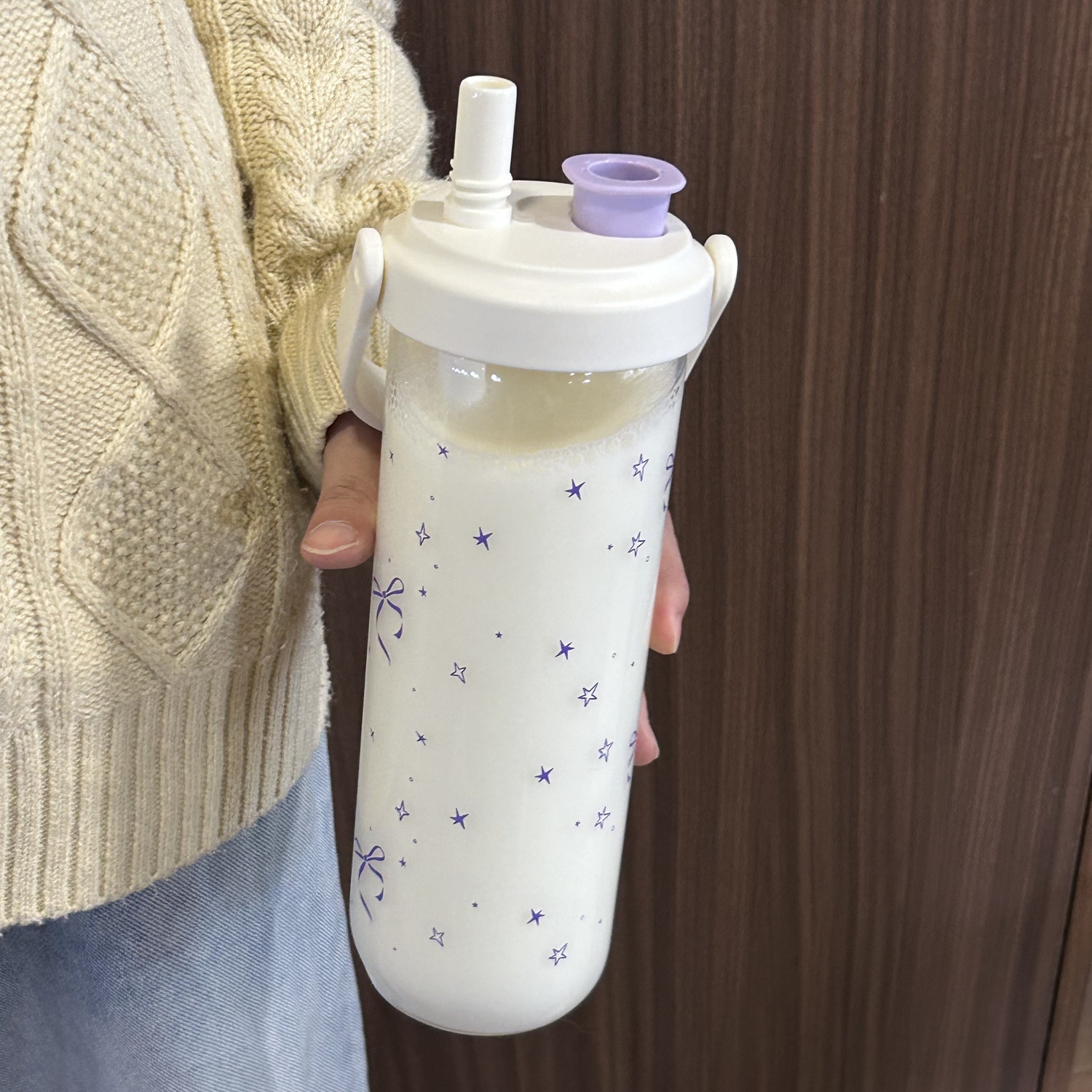 原创设计感蝴蝶结水杯手提玻璃杯