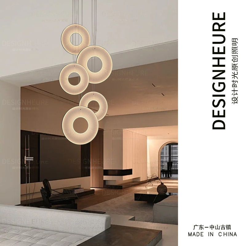 北欧简约现代圆形客厅布艺吊灯