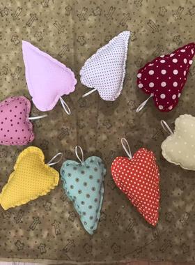 纯手工创意红黄蓝色纯棉布爱心鸡心心形挂饰挂件吊件婚庆家居装饰