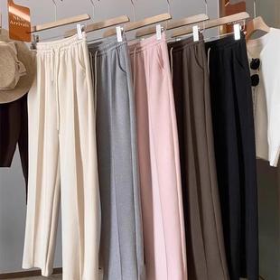 女秋冬 休闲糯米裤 600g加厚一体绒羊毛裤 磨毛加绒显瘦直筒阔腿裤