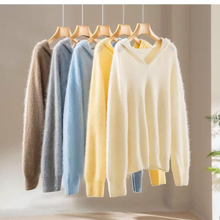 羊毛拉绒连帽毛衣女5Y13特