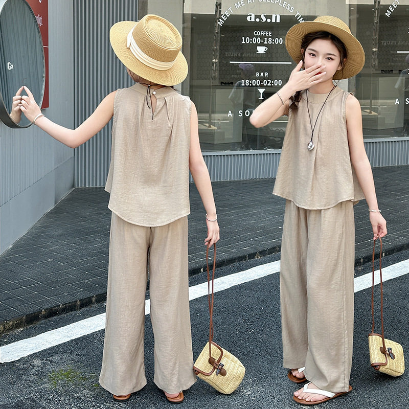 女童阔腿裤夏季套装韩版时尚夏天女孩衣服洋气休闲儿童夏装两件套