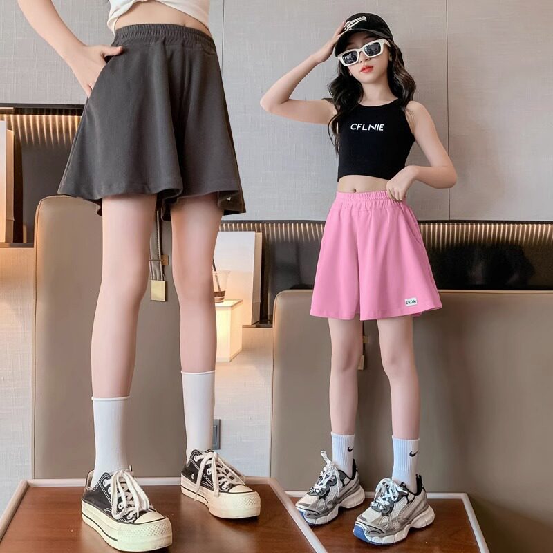 女童运动短裤夏季外穿薄款女大童休闲百搭阔腿裤韩版女孩夏天裤子