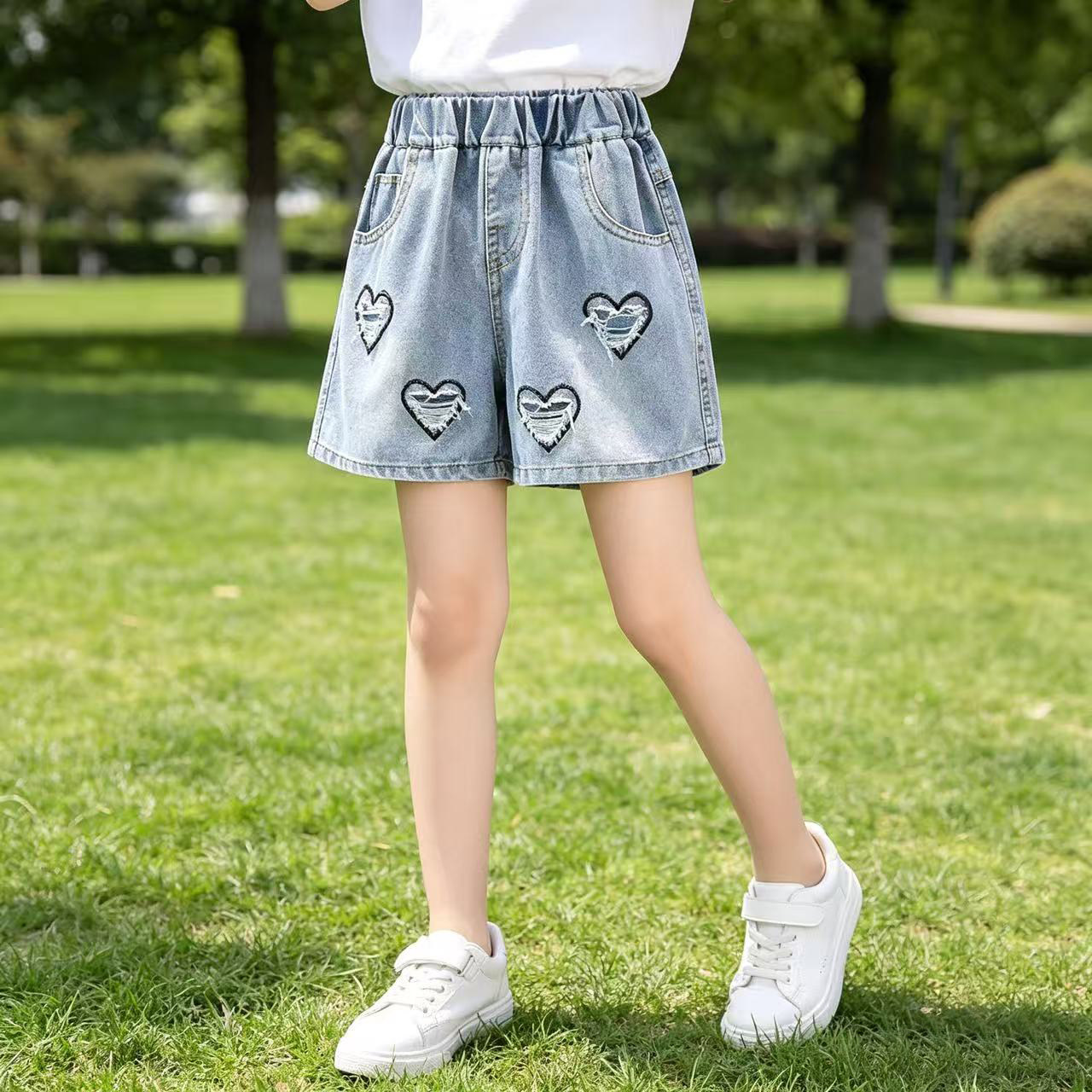 女童破洞牛仔短裤夏季韩版潮酷时尚洋气女孩夏天外穿宽松薄款裤子