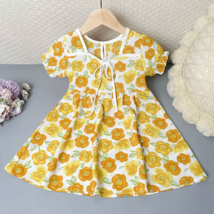 女童连衣裙夏季碎花雪纺裙女宝洋气公主裙三四五六岁女孩夏装裙子