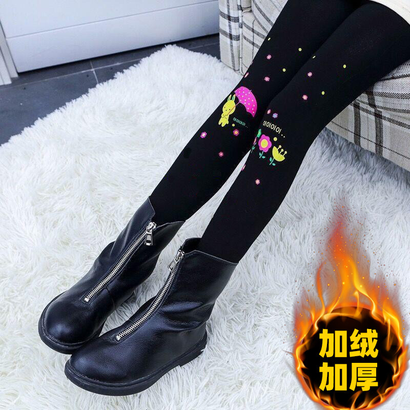 女童冬季加厚一体绒打底裤