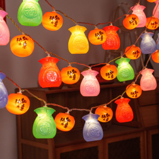 过新年太阳能户外红灯笼福袋挂饰春节led装饰柿子灯庭院氛围布置