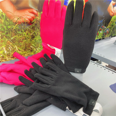 男童户外保暖手套 迪卡侬女童儿童宝宝QUJR加绒抓绒全指手套秋冬