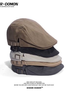 春夏季英伦复古前进帽小头围女贝雷帽男文艺画家帽黑白色鸭舌帽潮