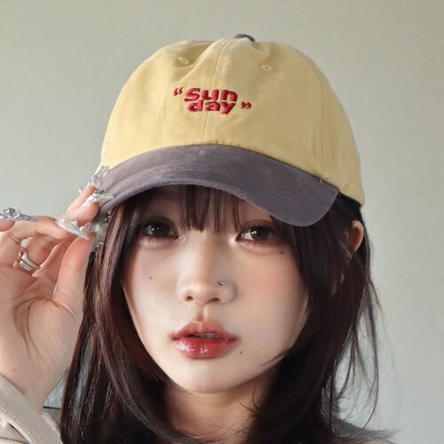 春夏季拼色复古鸭舌帽